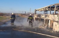 На Днепропетровщине сгорел  пассажирский автобус (ФОТО)
