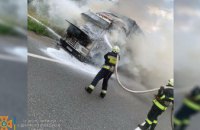 Кабіна вантажівки зайнялася просто під час руху: на трасі Дніпро-Запоріжжя рятувальники гасили палаюче авто