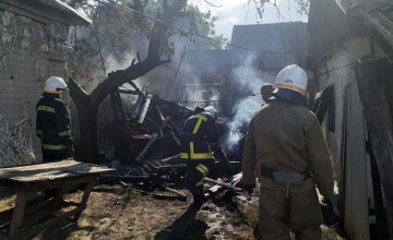 В Павлоградском районе на территории жилого дома сгорела хозпостройка