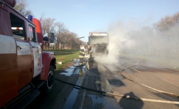 На трассе «Днепр – Кривой Рог» сгорел грузовой автомобиль (ВИДЕО)