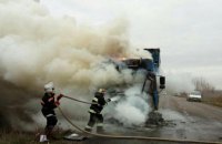 В Николаевской области на трассе загорелся грузовик (ФОТО)