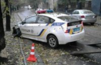 Автомобиль львовских полицейских влетел в дерево из-за поломки (ВИДЕО)