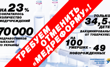 «Оппозиционная платформа – За жизнь» подала законопроект об отмене медицинской реформы