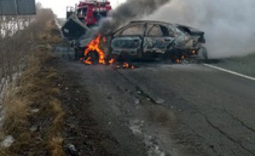В Днепропетровской области в результате ДТП загорелась легковушка с водителем
