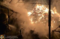 Ночью в Никопольском районе пылало хозяйственное сооружение: сгорел транспорт и 10 тонн сена  