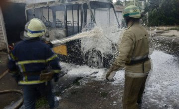 На Днепропетровщине сгорел автобус: водитель получил ожоги 1 степени