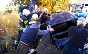На Днепропетровщине легковушка слетела с дороги и врезалась в дерево: водителя извлекали спасатели
